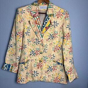 Howard Wolf Floral Eclectic Blazer Colorful 90s Retro Artsy Professional Size 8